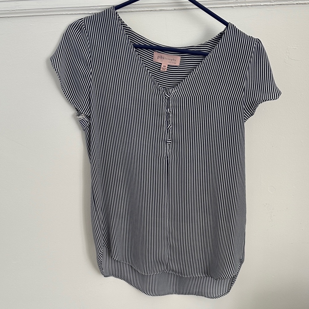 Philosophy Black and White Striped Blouse